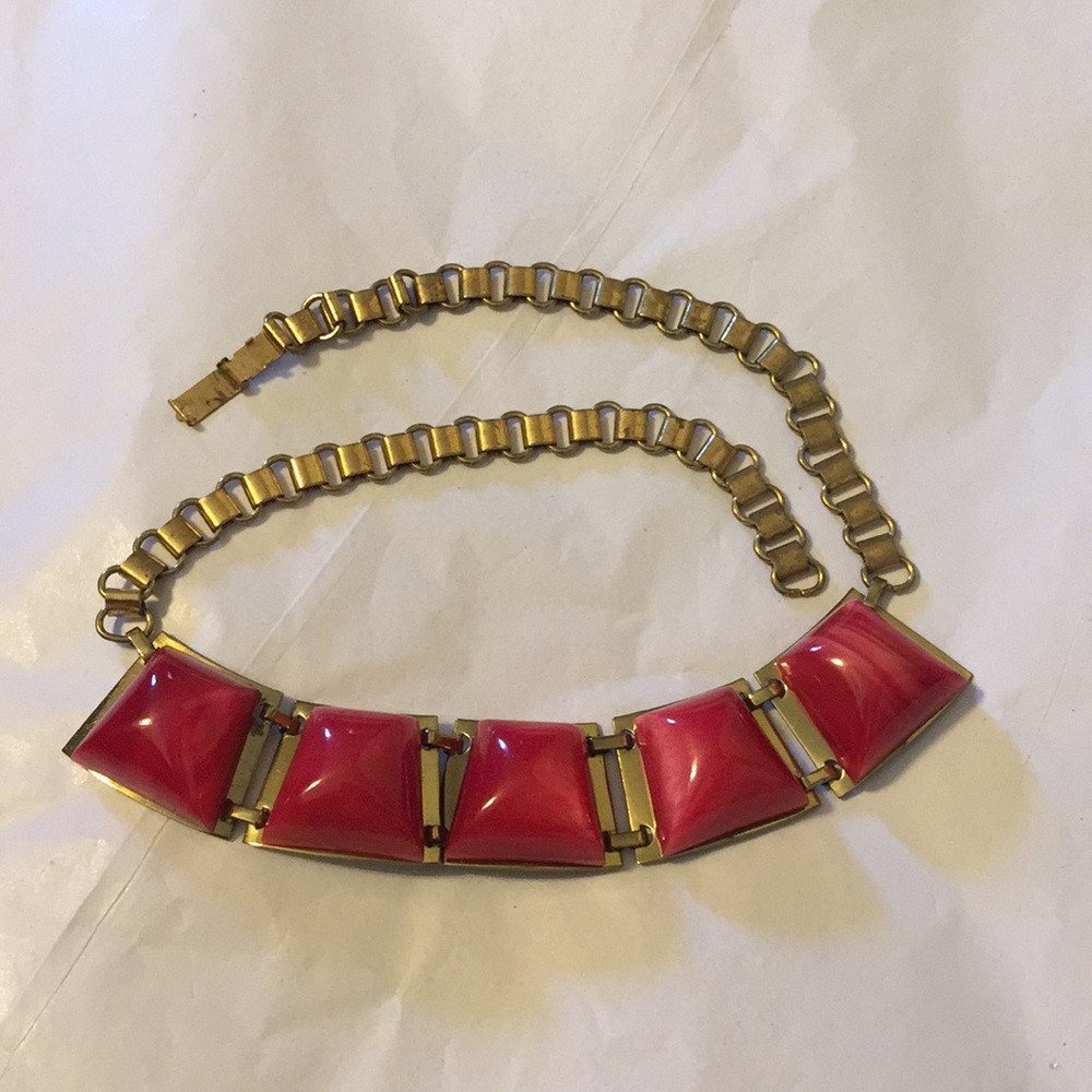 Vintage pink lucite necklace